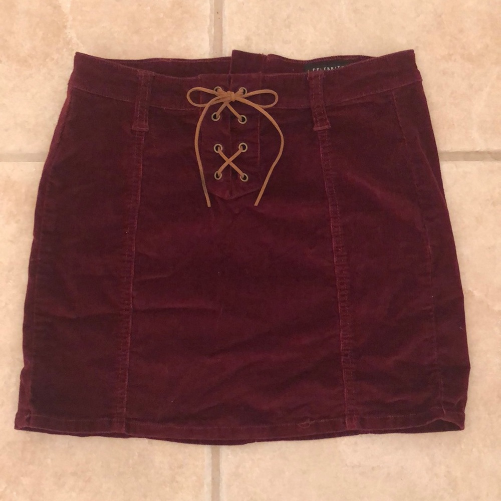 Maroon Velvet Skirt